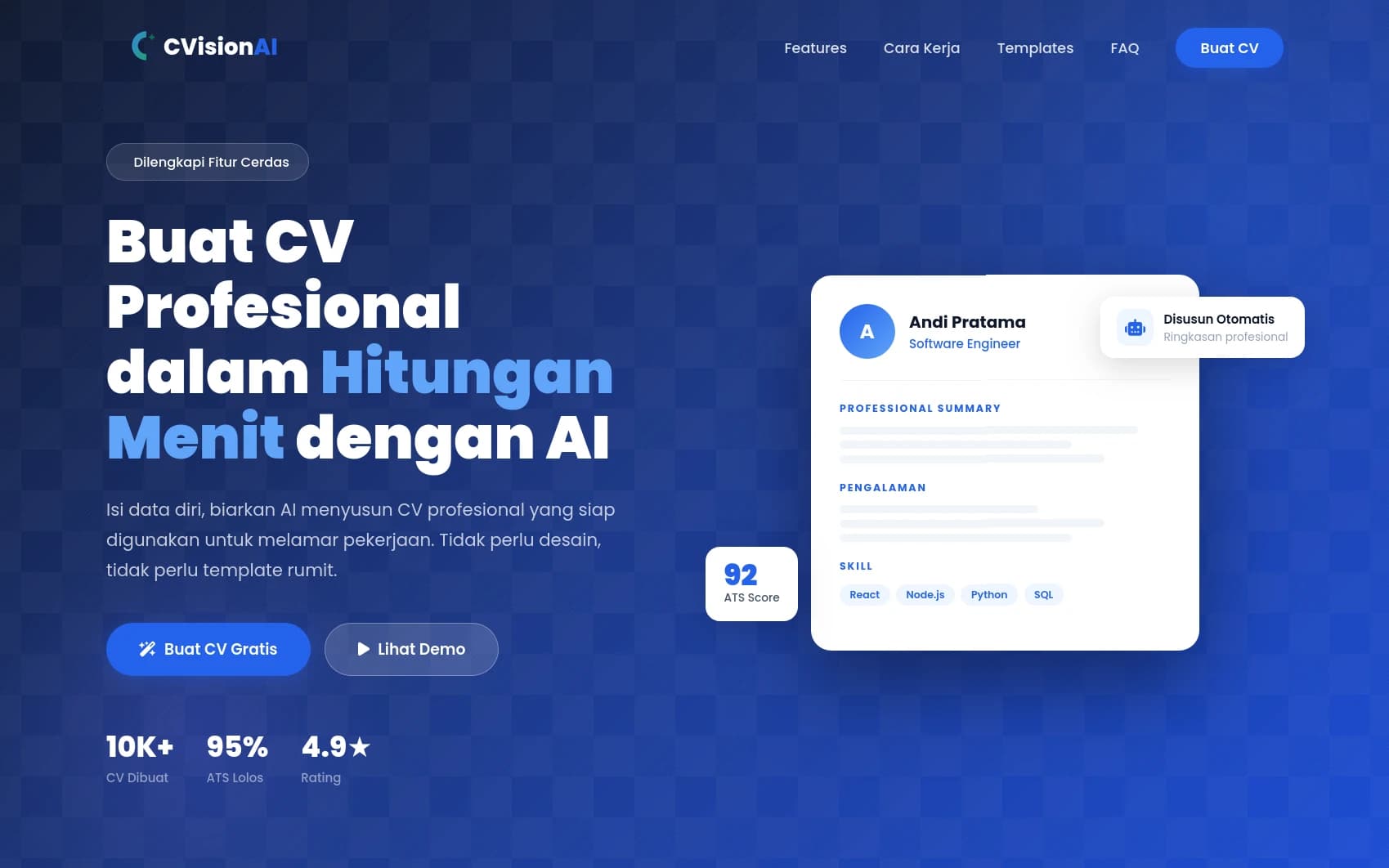 Screenshot of CVision AI