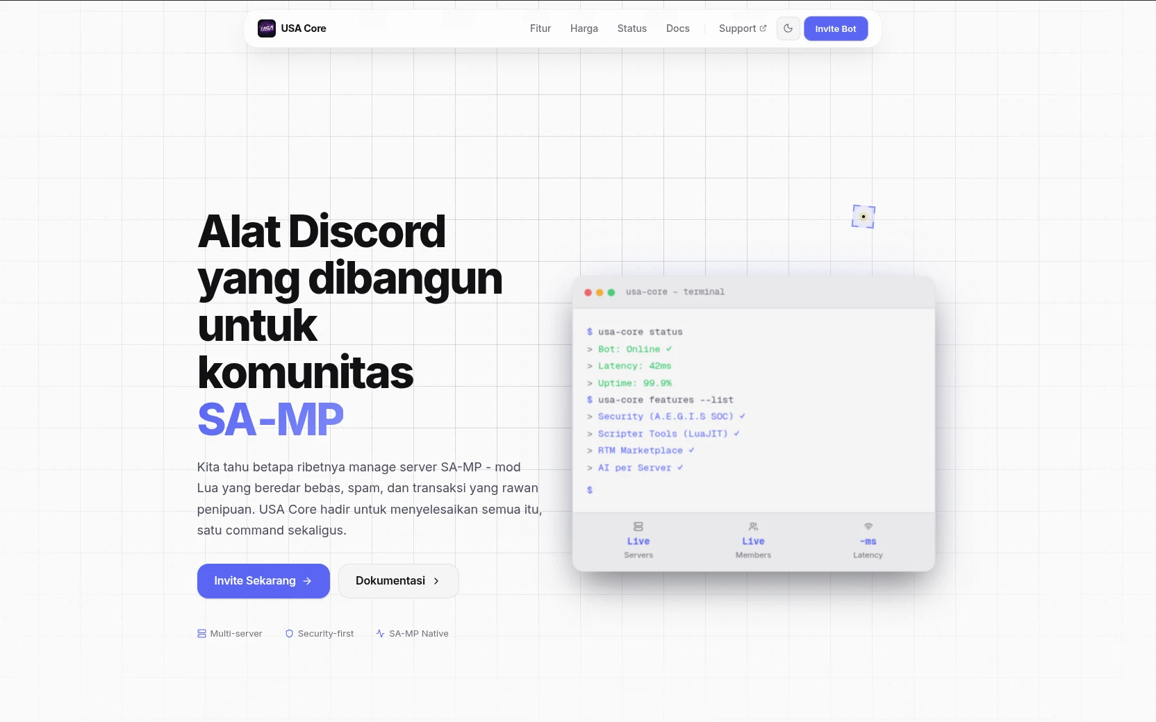 Screenshot of USA Core - SA-MP Discord Bot & Platform